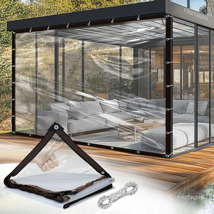 Transparent Lightweight Waterproof Tarpaulin Cover Rainproof Shading Cloth for Outdoor Garden Shelter