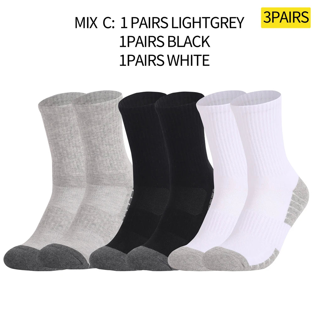 3 Pairs Heavy Duty Cotton Trekking Socks Men Non Slip