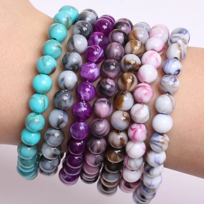 Fashion Round Resin Beads 8mm Imitation Jade for Jewelry Making 50 Pcs