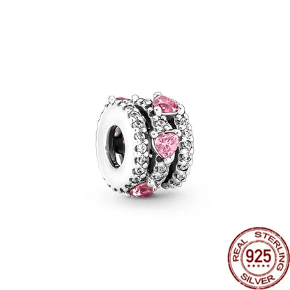 925 Sterling Silver Colorful Infinite Heart Flower Charms with Zircon for Pendant Bracelet Necklace DIY Fine Jewelry