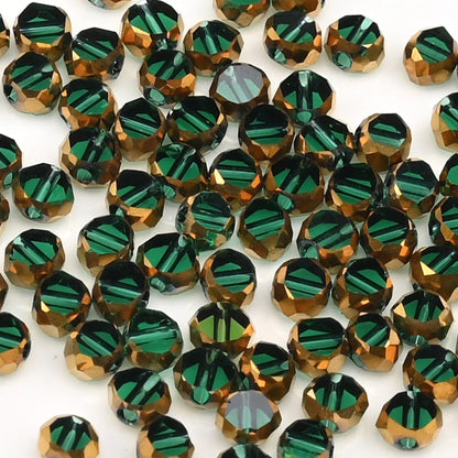 72 Pieces Golden Plated Glass Beads 3x4mm Oval Flat Faceted Crystal Beads for DIY Jewelry Making Necklaces and Bracelets