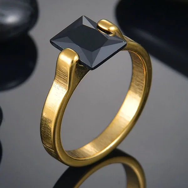 Elegant Zircon Crystal Stainless Steel Ring for Weddings and Engagements