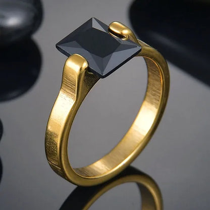 Elegant Zircon Crystal Stainless Steel Ring for Weddings and Engagements