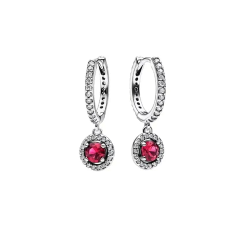 European 925 Silver Blue Snowflake Moon And Heart Zircon Stud Earrings For Women Holiday Exquisite Charm Jewelry