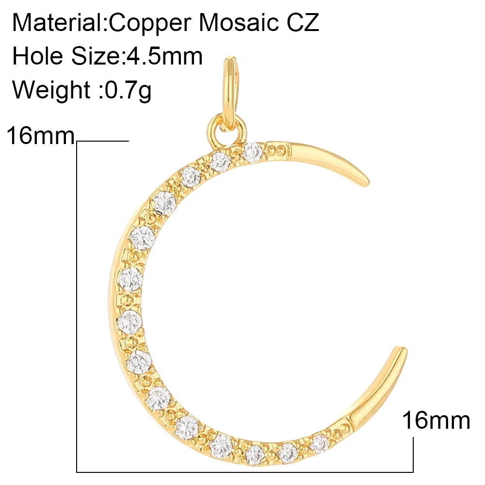 Charming Gold Moon Flower Bird Pendant for DIY Jewelry Making