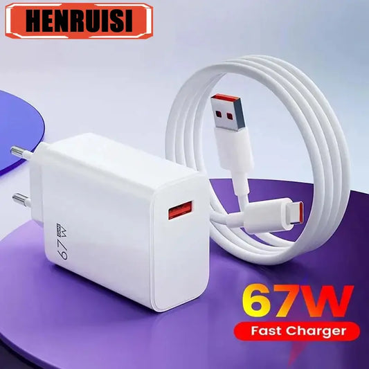 For Xiaomi 67W USB Super Fast Charger 6A Type C Cable