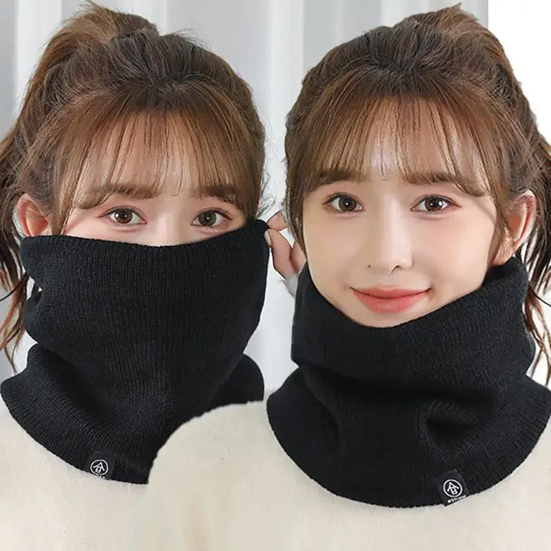 Unisex Solid Cashmere Warm Winter Ring Scarf Snood Muffler 16x18cm BK2