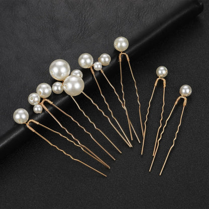 Elegant Bridal Rhinestone Hair Pins with Pearls for Wedding and Party
