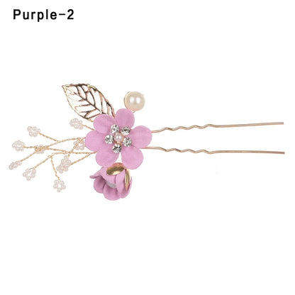 Luxury Crystal Crown Hair Combs - Elegant Bridal Clips with Leaf Design purple 2
