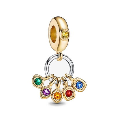 Gold Color Key Lock Cactus Pendant Bead for DIY European 925 Sterling Silver Bracelet and Necklace Jewelry for Women