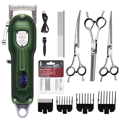 Professional All Metal Rechargeable Dog Hair Clipper Low Noise Pet Grooming Trimmer for Puppies and Cats