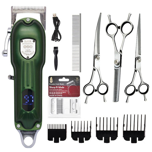 Professional All Metal Rechargeable Dog Hair Clipper Low Noise Pet Grooming Trimmer for Puppies and Cats