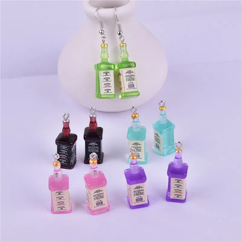 Vibrant Resin 3D Wine Bottle Charms Set for DIY Jewelry and Crafts