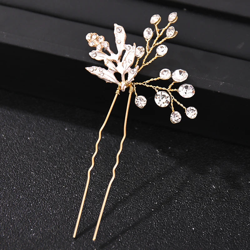 Elegant Crystal Pearl Rhinestone Hairpins for Women Bridal Party Accessories