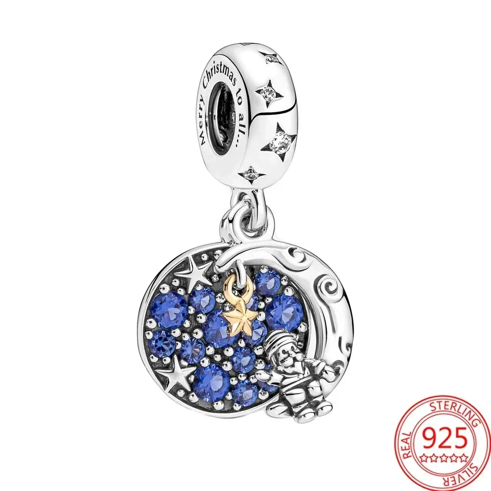 925 Sterling Silver Festive Cookie House Heart Nutcracker Dangle Charm for DIY Christmas Tree and Original Bracelet Gift