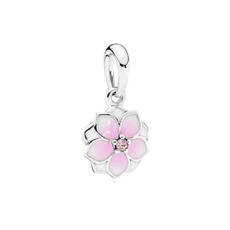 Pink Hot Air Balloon Daisy Murano Glass Charm for European Silver Bracelet SS2222