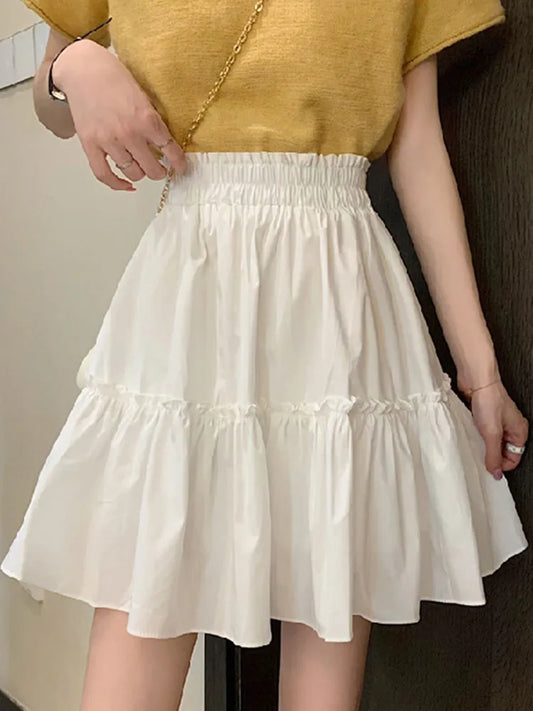Kawaii Patchwork Fungus Mini Skirt Fairycore Preppy Style