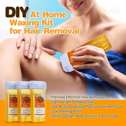 Painless Roll On Wax Cartridge with Honey and Aloe for Effortless Bikini and Body Hair Removal