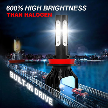 2pcs H13 LED Car Headlight Bulbs 25000LM 200W High Low Beams 360 Degree COB Lighting 6000K 8000K Compatible Universal Auto Lamp