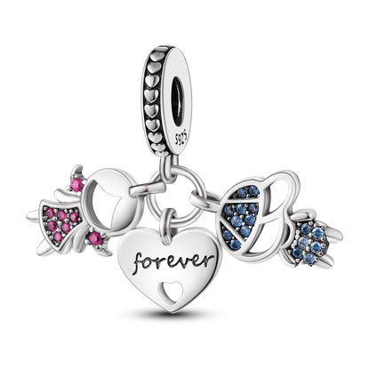 Pink Butterfly Luminous Firefly Dangle Charms 925 Sterling Silver Beads for DIY Jewelry KTC280