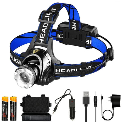 Super Bright LED Induction Headlamp USB Rechargeable Waterproof Torch type 1 package C