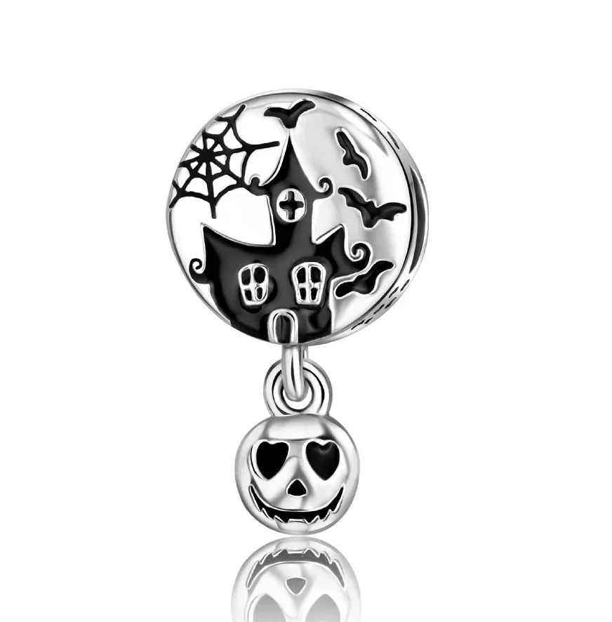 925 Sterling Silver Halloween Charms Pumpkin Ghost Witch Hat Pendant Beads for DIY Bracelet Necklace