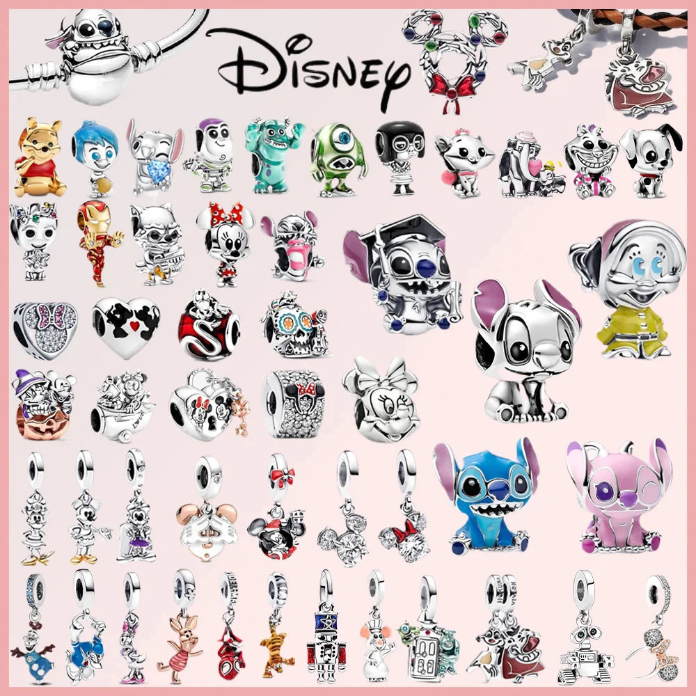 Disney 925 Sterling Silver Stitch Minnie Winnie Dangle
