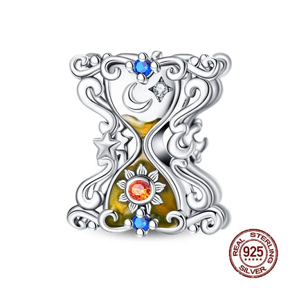 925 Sterling Silver Tarot Hourglass Bead Charm For Bracelet