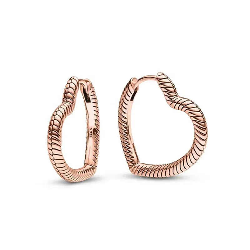 Luxury 925 Sterling Silver Chunky Hoop Earrings with Big Heart Zircon Accents for Women Wedding Party Jewelry Gifts