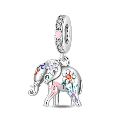 925 Sterling Silver Colorful Elephant Animal Charms for DIY Jewelry Necklace Bracelet Gifts