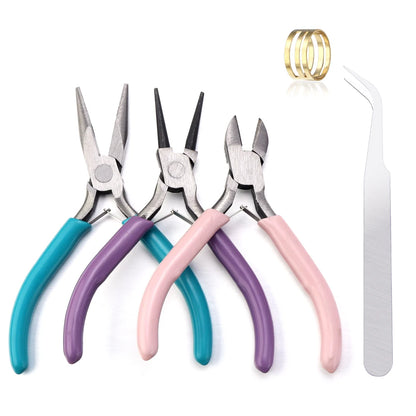 Versatile 3-Color Metal Pliers Kit for Jewelry Making and DIY Crafting