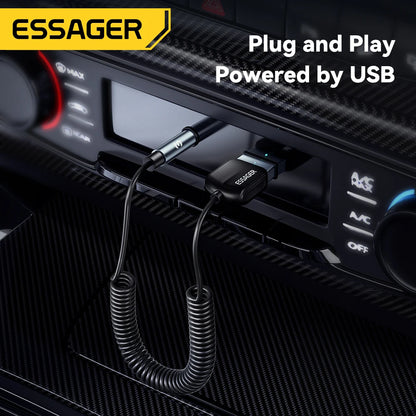 Essager Bluetooth 5.0 USB Audio Adapter Wireless Handsfree Car Stereo Transmitter Receiver with 3.5mm Jack
