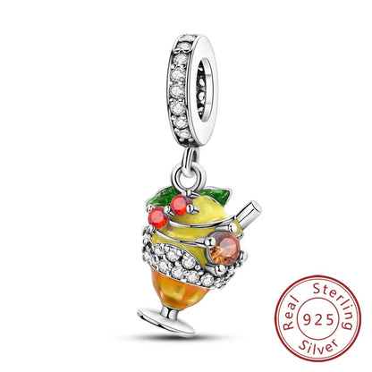 925 Sterling Silver Owl Bow Zircon Charm Beads Pendant