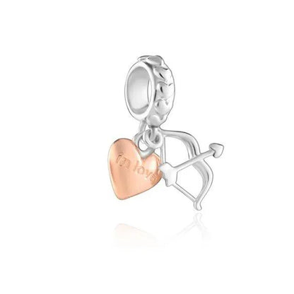 925 Sterling Silver Love Arrow Double Ring Charm for Wedding Anniversary Jewelry A1365diao