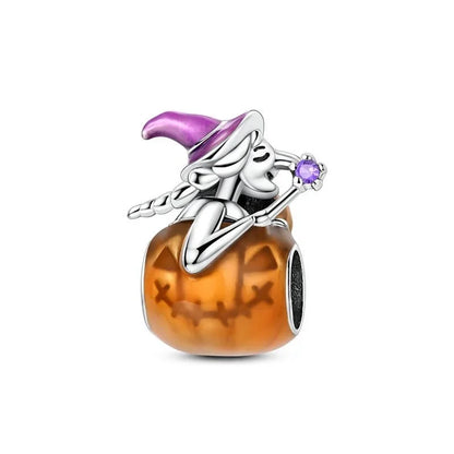 925 Sterling Silver Halloween Charms Pumpkin Ghost Witch Hat Pendant Beads for DIY Bracelet Necklace
