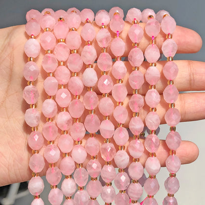 AAA Natural Rose Quartz Faceted Oval Beads for Jewelry Making and DIY Accessories