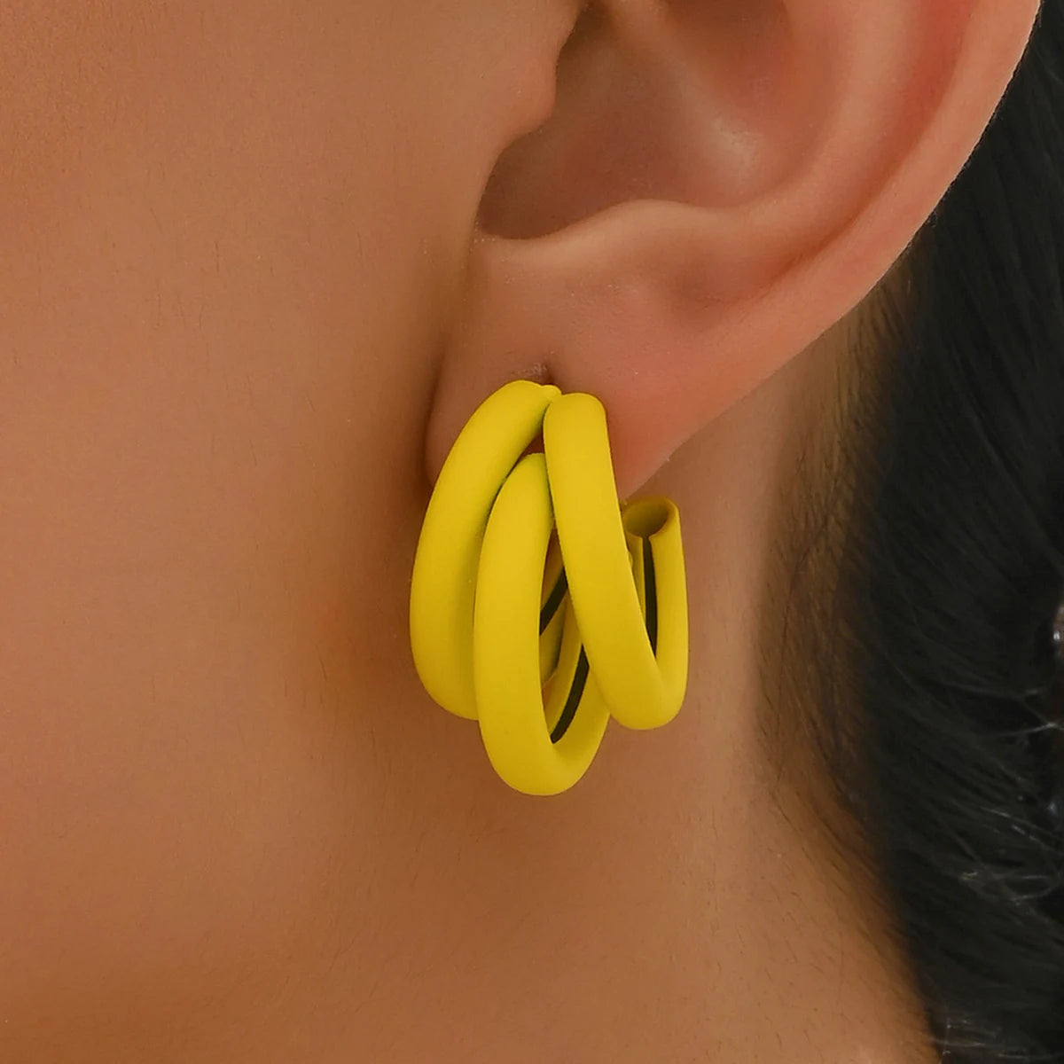 Elegant Gold Hoop Earrings Vintage Geometric Luxury Jewelry for Women yellow