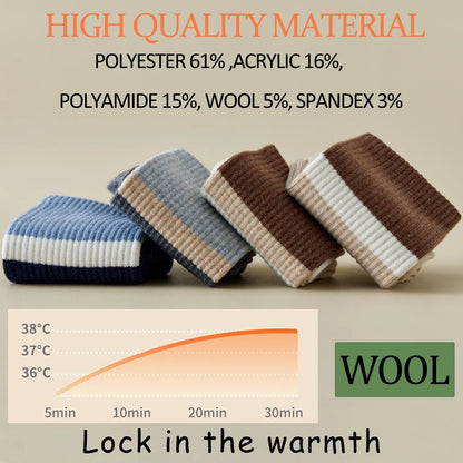 5 Pairs Antibacterial Thermal Wool Socks Men Thick Crew