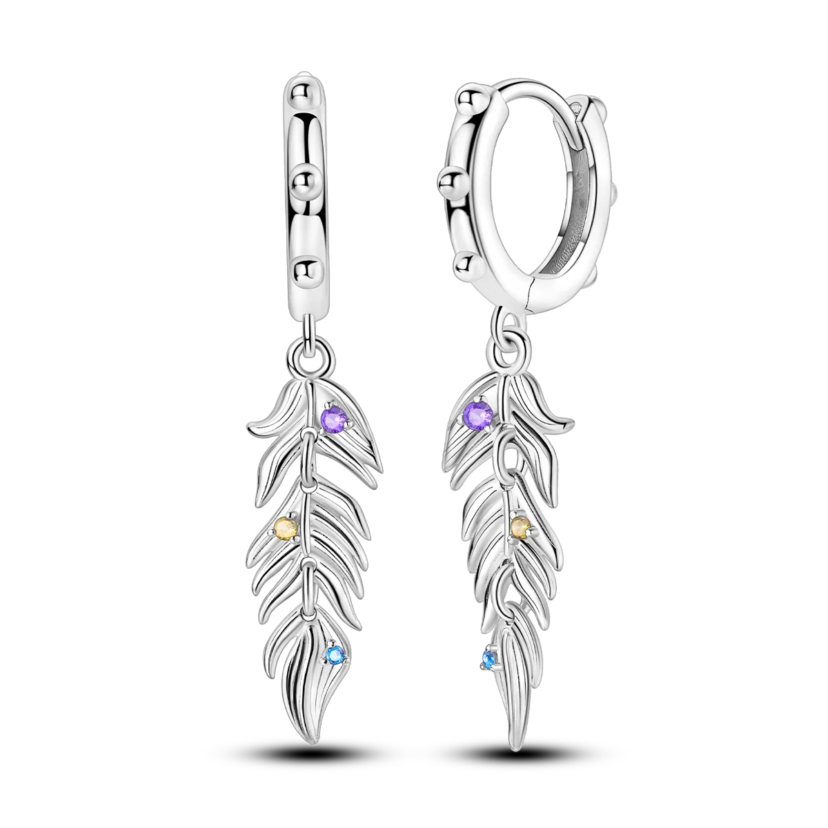 925 Silver Geometric Hoop Earrings for Women with Zircon Moon and Heart Design Fashion Jewelry Gift
