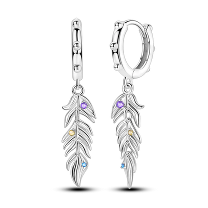 925 Silver Geometric Hoop Earrings for Women with Zircon Moon and Heart Design Fashion Jewelry Gift