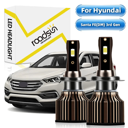 Hyundai Santa FE 3rd Gen LED Headlight Bulbs H7 6500K Ultra Bright 26000LM Plug and Play
