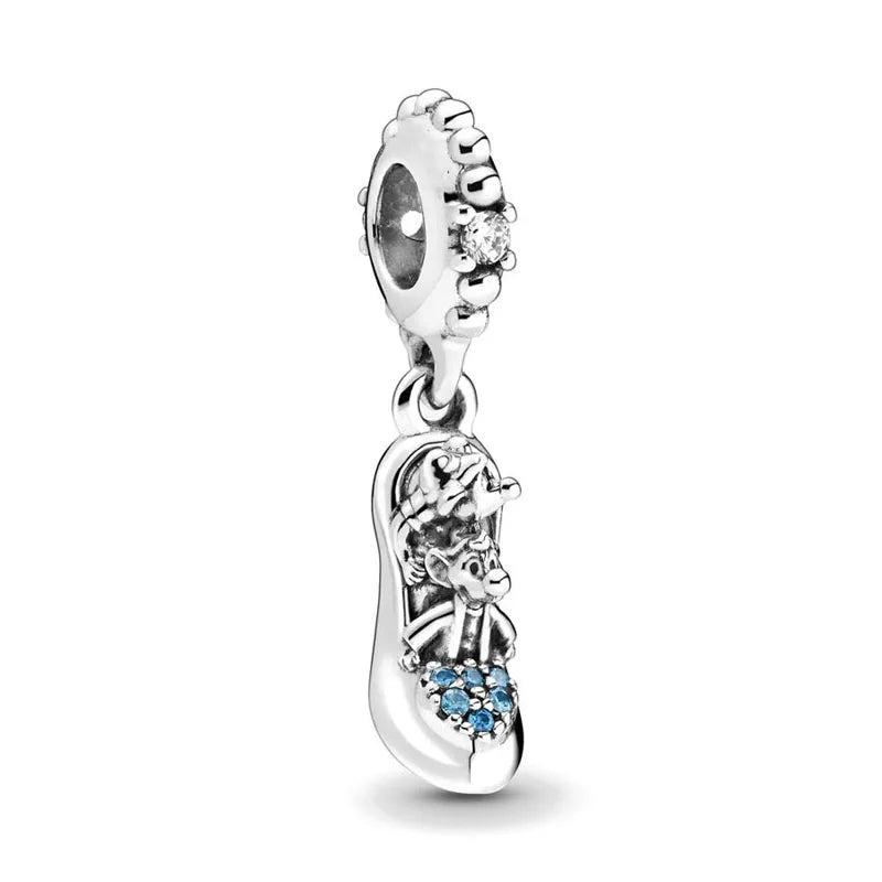 Exquisite 925 Silver Rabbit and Mouse Pendant Beads for DIY European Bracelets with Zircon Accents