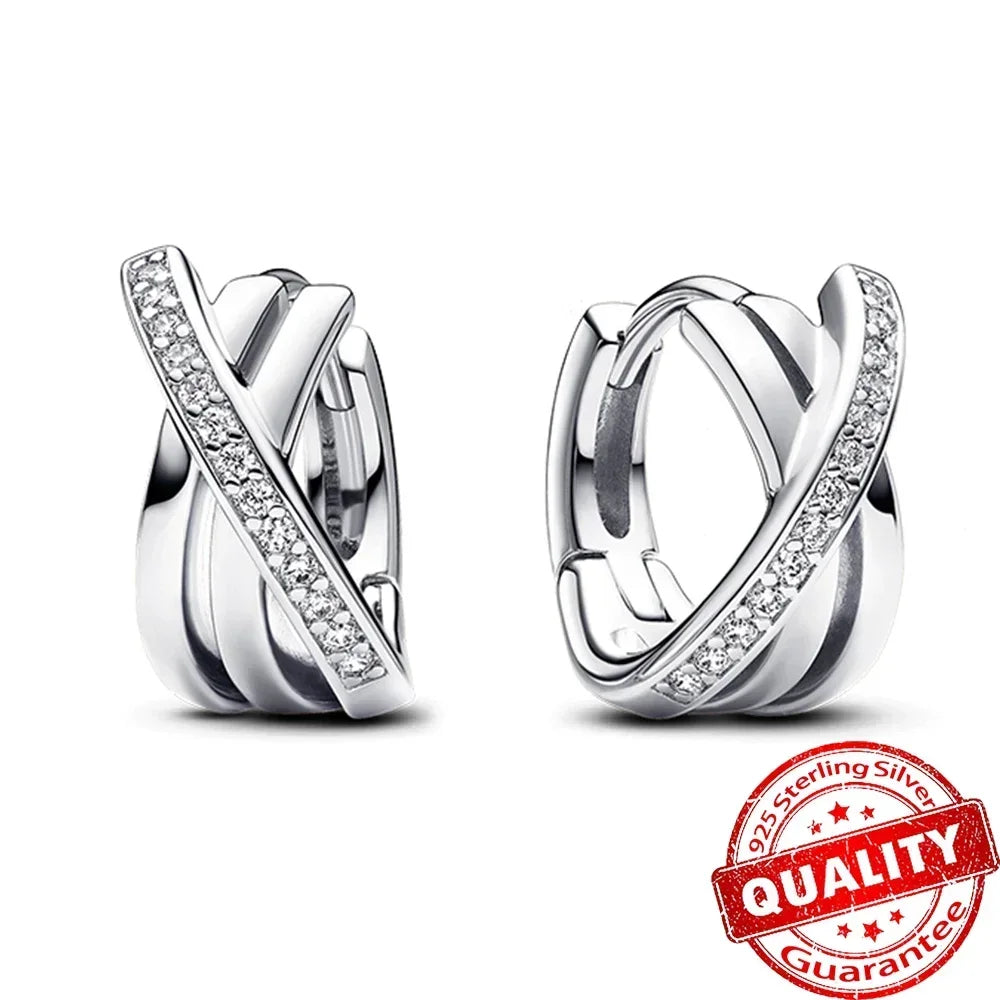 Luxury 925 Sterling Silver Chunky Hoop Earrings with Big Heart Zircon Accents for Women Wedding Party Jewelry Gifts