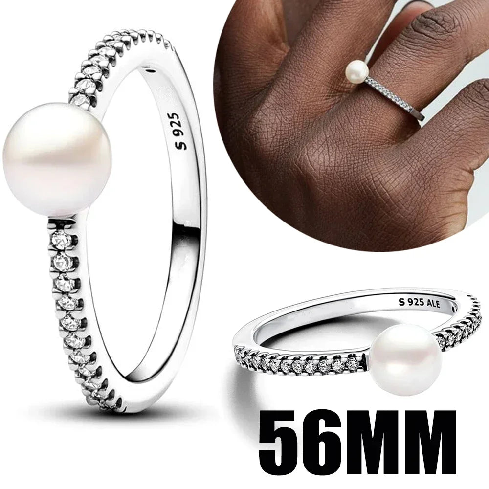 Sterling Silver 925 Freshwater Pearl Necklace and Earrings Set with Zircon Stones PYR0086-8
