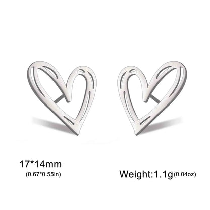 Skyrim Kpop Heart Stud Earrings for Women and Girls Stainless Steel Fashion Aesthetic Jewelry Valentine's Day Gift