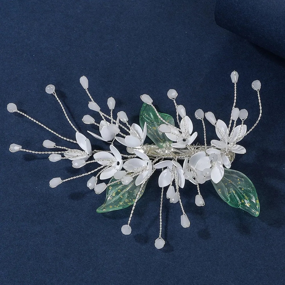 Elegant Bridal Pearl Hairpins Gold Metal Flower Hair Accessories for Women and Girls
