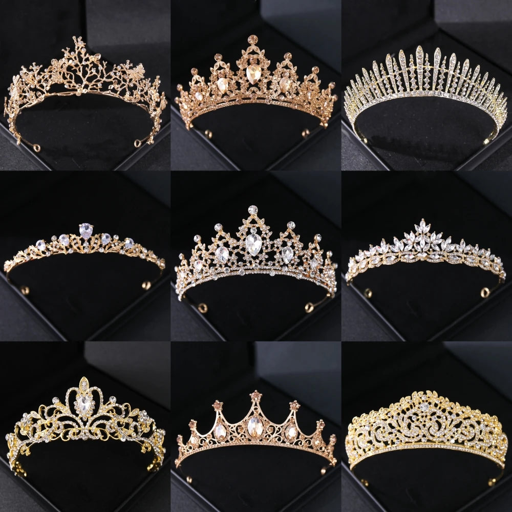 Gold Crystal Bridal Tiara - Top-Rated Rhinestone Headband for Weddings