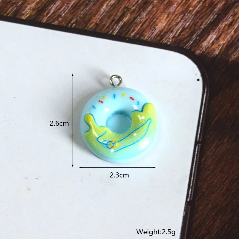 Playful Cartoon Rabbit Donut Resin Charms Set for DIY Jewelry Crafting