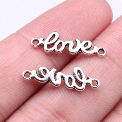 40pcs Antique Silver Love Heart Charms DIY Jewelry Set