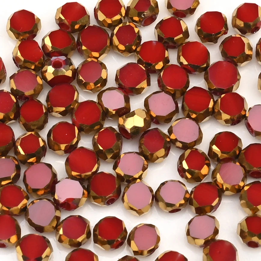 72 Pieces Golden Plated Glass Beads 3x4mm Oval Flat Faceted Crystal Beads for DIY Jewelry Making Necklaces and Bracelets